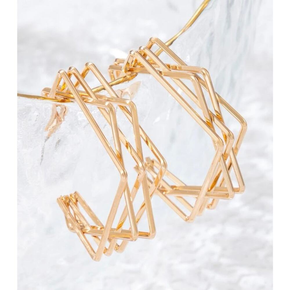 Multilayer Square Hoop Earrings